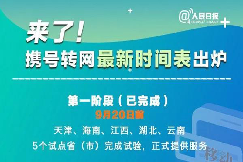 携号转网正在全国范围内联调联测，五省已提供服务